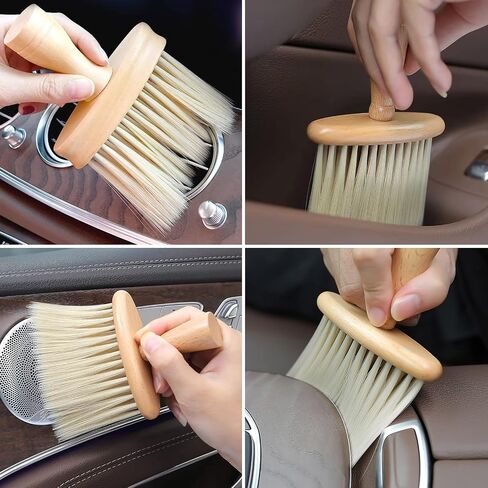 High Density Ultra Soft Detail Brush Automotive Interior Cleaning Tool Kit Brush Car Detailing Brush Soft Hair Wooden Brush Deep Cleaning Keyboards Laptop Sofa Dusting Brush (B-1PC) in Saudi Arabia