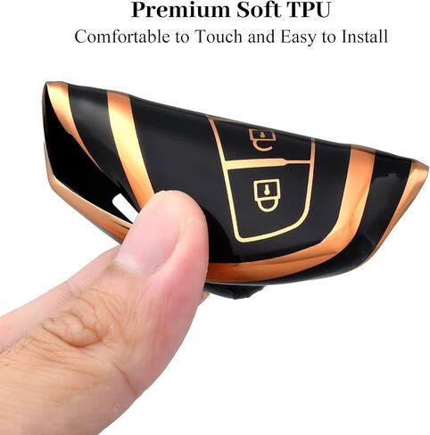 غطاء مفتاح Hyundai Key Fob، غطاء حماية ناعم من مادة TPU متوافق مع ملحقات مفاتيح السيارة الذكية Hyundai Santa fe Genesis Equus Azera (ذهبي أزرق) in Kuwait