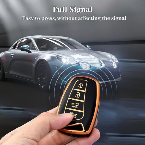 غطاء مفتاح Hyundai Key Fob، غطاء حماية ناعم من مادة TPU متوافق مع ملحقات مفاتيح السيارة الذكية Hyundai Santa fe Genesis Equus Azera (ذهبي أزرق) in Kuwait