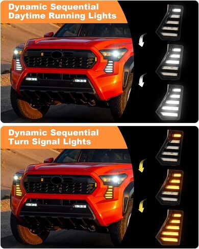 مجموعة مصابيح الضباب LED لعام 2024 2025 Toyota Tacoma DRL أضواء النهار الجري العنبر مصابيح الضباب إشارة الانعطاف ملحقات Toyota Tacoma (شرط أفقي) in Kuwait