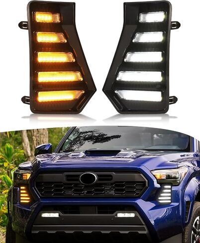 مجموعة مصابيح الضباب LED لعام 2024 2025 Toyota Tacoma DRL أضواء النهار الجري العنبر مصابيح الضباب إشارة الانعطاف ملحقات Toyota Tacoma (شرط أفقي) in Kuwait