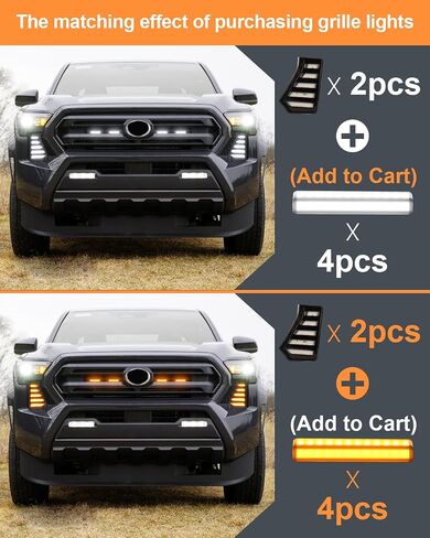 مجموعة مصابيح الضباب LED لعام 2024 2025 Toyota Tacoma DRL أضواء النهار الجري العنبر مصابيح الضباب إشارة الانعطاف ملحقات Toyota Tacoma (شرط أفقي) in Kuwait