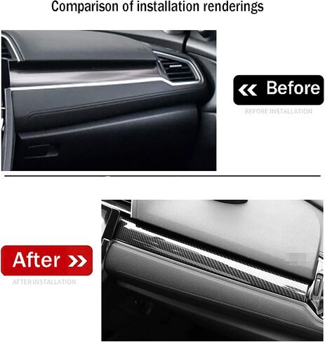 Car Accessories Fit for Honda Civic 10th Gen 2016-2021 Dashboard Center Console Stripe Cover Trim (Carbon Fiber Style) ABS 3 PCS in Kuwait
