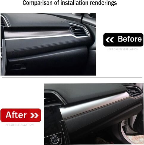 Car Accessories Fit for Honda Civic 10th Gen 2016-2021 Dashboard Center Console Stripe Cover Trim (Carbon Fiber Style) ABS 3 PCS in Kuwait