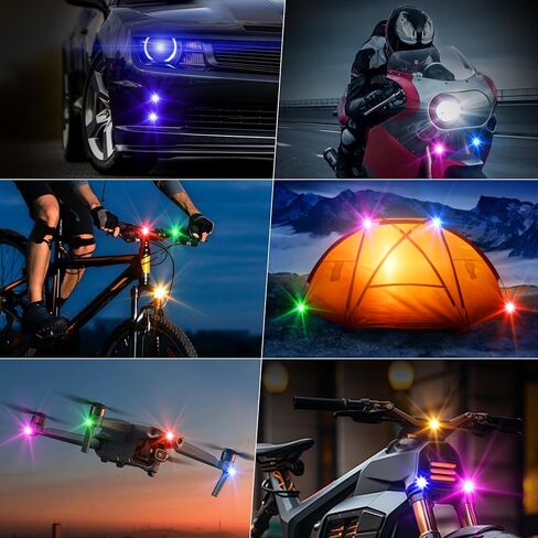 أضواء ستروب LED لاسلكية للطائرات مع جهاز تحكم عن بعد، 8 ألوان و10 أوضاع فلاش USB شحن أضواء مضادة للتصادمات وأضواء تحذيرية للطوارئ مقاومة للماء لسيارة بدون طيار ودراجة نارية 8 قطع in Kuwait