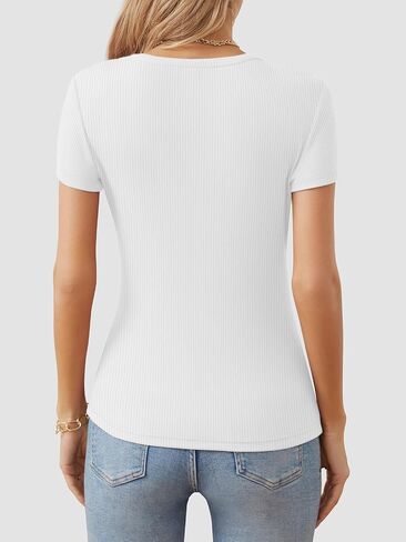 ATHIMLE Women's Crew Neck T Shirt Ribbed Fitted Shirt Basic Short Sleeves Summer Tops Causal in Saudi Arabia