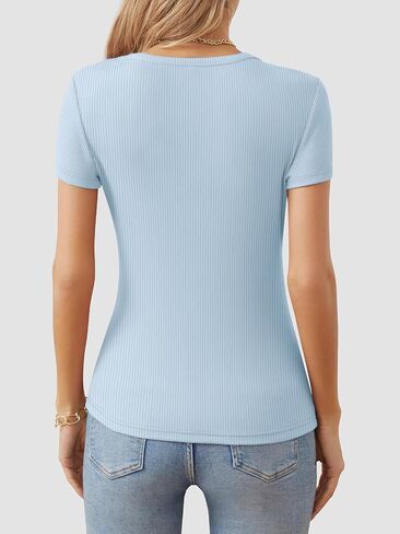 ATHIMLE Women's Crew Neck T Shirt Ribbed Fitted Shirt Basic Short Sleeves Summer Tops Causal in Saudi Arabia