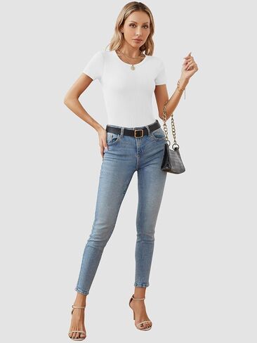 ATHIMLE Women's Crew Neck T Shirt Ribbed Fitted Shirt Basic Short Sleeves Summer Tops Causal in Saudi Arabia