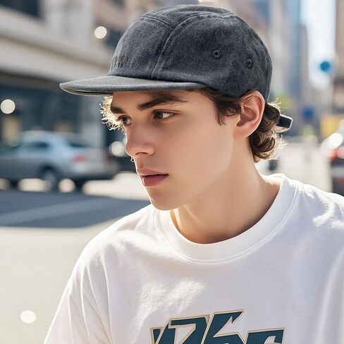 CLAPE Short Brim Hat 5 Panel Baseball Cap Unisex Washed Cotton Dad Hat Flat Bill Baseball Cap Street Causal Umpire Cap in Kuwait