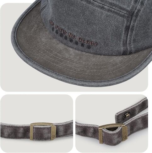 CLAPE Short Brim Hat 5 Panel Baseball Cap Unisex Washed Cotton Dad Hat Flat Bill Baseball Cap Street Causal Umpire Cap in Kuwait