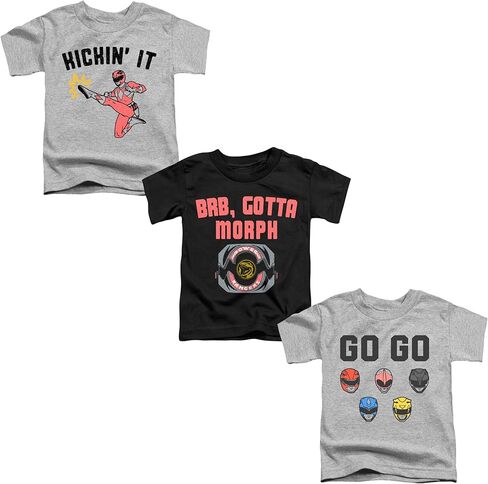 مجموعة Popfunk Classic Power Rangers Kids Bundle، مجموعة من 3 قمصان قصيرة الأكمام للأولاد والبنات in Kuwait