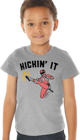 مجموعة Popfunk Classic Power Rangers Kids Bundle، مجموعة من 3 قمصان قصيرة الأكمام للأولاد والبنات in Kuwait