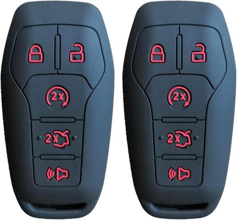 Ford Mustang Key Fob Cover: Silicone Car Remote Case Fit for Ford Mustang Fusion Exploer Edge F150 Lincoln MKZ MKX MKC | Black Rpkey Key Fob Shell Protector in Saudi Arabia