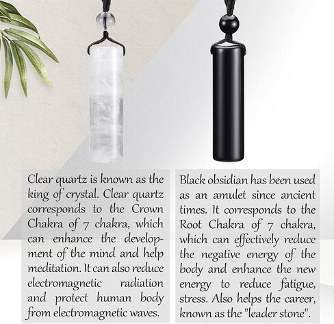 Top Plaza 2 Pcs Healing Crystal Stone Necklaces for Men Amulet Protection Cylindrical Pendant Necklace Adjustable Braided Natural Quartz Gemstone Necklace Jewelry in Saudi Arabia