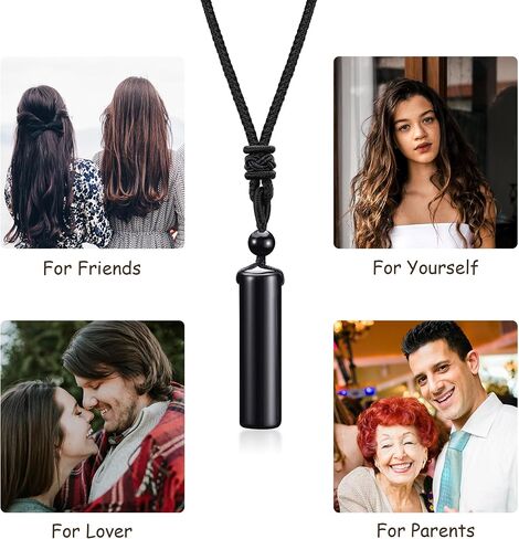 Top Plaza 2 Pcs Healing Crystal Stone Necklaces for Men Amulet Protection Cylindrical Pendant Necklace Adjustable Braided Natural Quartz Gemstone Necklace Jewelry in Saudi Arabia