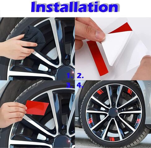 12 Pack Wheel Rim Decal Stripes Car Decals Reflective Car Stickers Automotive Decals Waterproof Hub Stripe Stickers for 18-21 Inch Wheels Tire Rim Safety Decor Universal Accessories (Red) in Saudi Arabia
