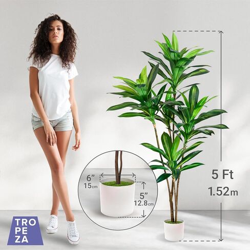 Artificial Fiddle Leaf Fig Tree 4Ft Potted Plants for Indoors Outdoor Faux Tree Front Door Decor Home Decorative Artificial Tree UV Resistant Evergreen Shrubs Modern Fake Plants for Front Porch in Saudi Arabia