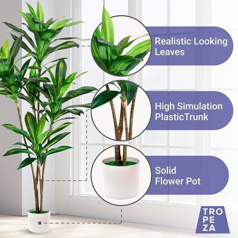 Artificial Fiddle Leaf Fig Tree 4Ft Potted Plants for Indoors Outdoor Faux Tree Front Door Decor Home Decorative Artificial Tree UV Resistant Evergreen Shrubs Modern Fake Plants for Front Porch in Saudi Arabia