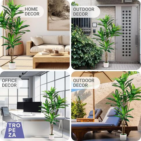 Artificial Fiddle Leaf Fig Tree 4Ft Potted Plants for Indoors Outdoor Faux Tree Front Door Decor Home Decorative Artificial Tree UV Resistant Evergreen Shrubs Modern Fake Plants for Front Porch in Saudi Arabia
