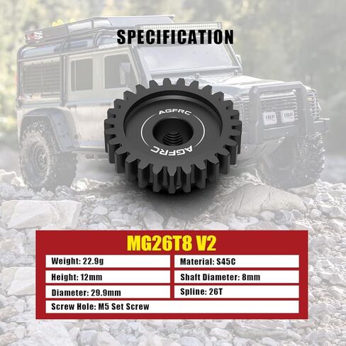 AGFRC Hardened Steel 8MM MOD1 38T RC Pinion Motor Gear for High Speed Runs and Drag Racing Application RC Upgrade Part (PG38T8 V2) in Kuwait