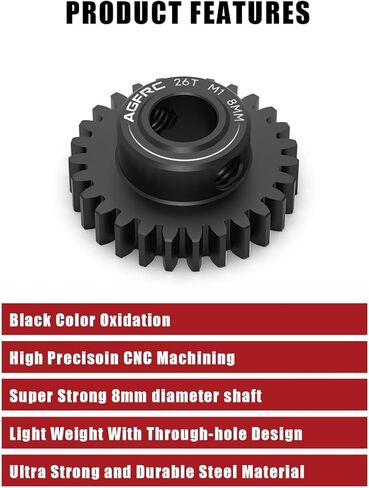 AGFRC Hardened Steel 8MM MOD1 38T RC Pinion Motor Gear for High Speed Runs and Drag Racing Application RC Upgrade Part (PG38T8 V2) in Kuwait