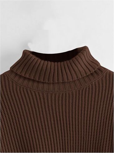Women's High Neck Cropped Sweater Lantern Long Sleeve Drop Shoulder Loose Pullover Sweater in Saudi Arabia