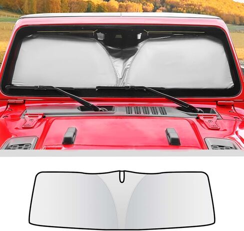 JWWY الزجاج الأمامي ظلة نافذة الشمس الظل الحرارة درع الشمس قناع الأشعة فوق البنفسجية وكتل درع الشمس قابلة للطي ل1997-2024 جيب رانجلر TJ JK JKU JL JLU Gladiator JT 4XE الملحقات الخارجية الفضة in Kuwait