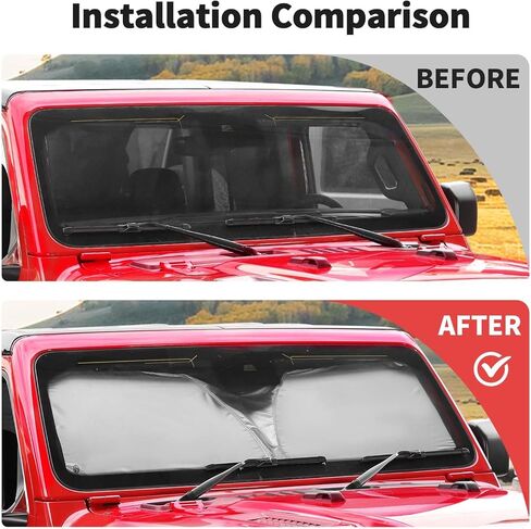 JWWY الزجاج الأمامي ظلة نافذة الشمس الظل الحرارة درع الشمس قناع الأشعة فوق البنفسجية وكتل درع الشمس قابلة للطي ل1997-2024 جيب رانجلر TJ JK JKU JL JLU Gladiator JT 4XE الملحقات الخارجية الفضة in Kuwait