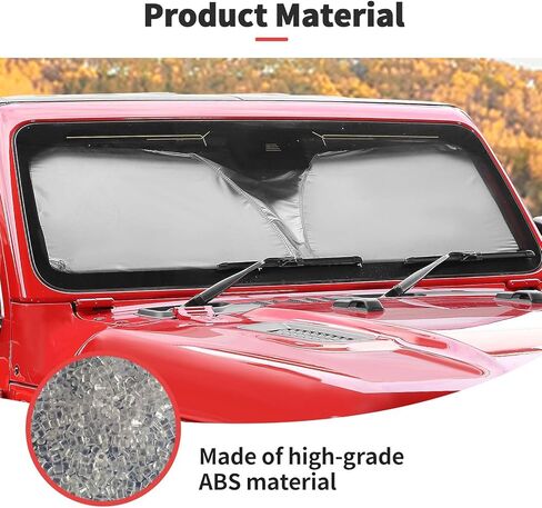 JWWY الزجاج الأمامي ظلة نافذة الشمس الظل الحرارة درع الشمس قناع الأشعة فوق البنفسجية وكتل درع الشمس قابلة للطي ل1997-2024 جيب رانجلر TJ JK JKU JL JLU Gladiator JT 4XE الملحقات الخارجية الفضة in Kuwait