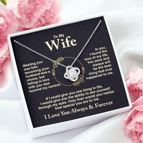 To My Wife Necklace Best Wife Presents Best Anniversary for Her Mothers Day Jewelry Wife Birthday Gifts from Husband Necklace Women with Message Card in Saudi Arabia