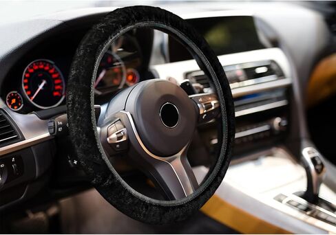 3 قطع من غطاء عجلة القيادة التلقائي من الفرو المنفوش ومجموعة غطاء حزام الأمان تتضمن غطاء عجلة القيادة الغامض، ووسادة كتف لحزام الأمان مريحة ومضادة للانزلاق للنساء، عجلة قيادة مقاس 14.9 بوصة in Kuwait