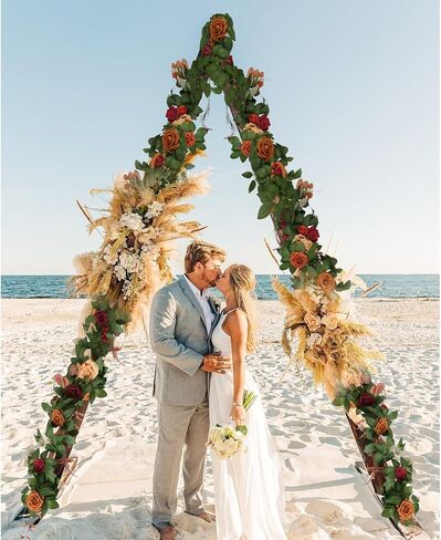 4.9FT Artificial Rose Flowers Garland Fake Rose Leaves Floral Garland, Burnt Orange Arch Flowers Greenery Vine for Party Wedding Ceremony Backdrop Mantel Centerpieces Table Runner Decorations in Saudi Arabia