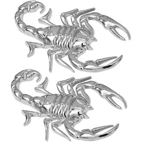 2 Pack Scorpion Sticker Car Decals 3D Funny Cool Metal Home Decorative Car Body Decor Badge - Silver
