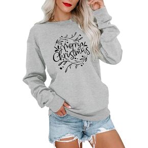 Women Cute Merry Christmas Xmas Hat Graphic Raglan Shirt Long Sleeve Shirts Sweatshirt Tops