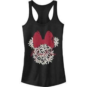 Disney Women's Characters Floral Minnie Slim Fit, Scoop Hem Racerback Tank