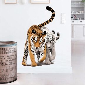 White and Yellow Tigers Wall Decal Nursery Jungle Animal Wall Sticker Removable Peel and Stick Waterproof Wall Art Decor Stickers for Kids Baby Classroom Living Room Playing Room Bedroom