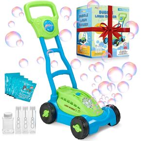 Bubble Maker Lawn Mower Kids Bubble Blowing Machine Indoor Outdoor Push Gardening Toys Birthday Gifts for Preschool Toddlers Boys Kids Age 1 2 3 4 5
