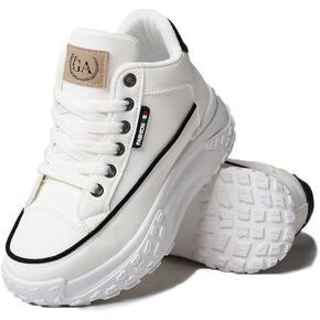 Chunky Sneakers for Women,Platform White Mesh Dad Walking Shoes,Comfortable Breathable Casual Fashion Running Shoes,White,Size 6.5