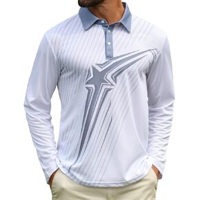 ELETOP Mens Long Sleeve Polo Shirts with Collar Classic Button Performance Moisture Wicking Dry Fit Casual Golf Shirt for Men