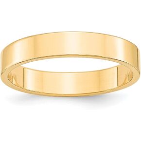 Solid 14k Yellow Gold 4 mm Lightweight Flat Wedding Band Ring