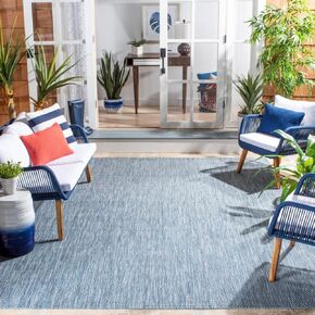 SAFAVIEH Courtyard Collection Area Rug - 9' x 12', Navy & Grey, Non-Shedding & Easy Care, Indoor/Outdoor & Washable-Ideal for Patio, Backyard, Mudroom (CY8022-36821)