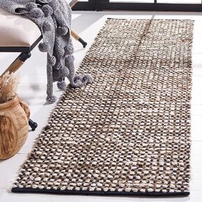 SAFAVIEH Natura Collection Runner Rug - 2'3" x 8', Black & Ivory, Handmade Flat Weave Wool & Jute, Ideal for High Traffic Areas in Living Room, Bedroom (NAT349Z)