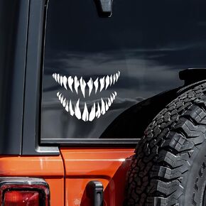 Monster Teeth Decal Vinyl Sticker Auto Car Truck Wall Laptop | White | 5.5" x 4"
