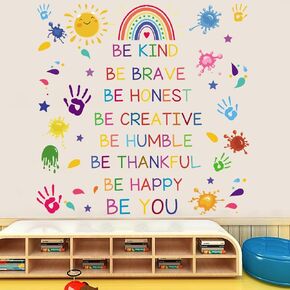 Colorful Inspirational Quote Wall Decal Be Kind Quote Wall Art Motivational Wall Stickers Inspirational Lettering Decals for Boys Girls Room Classroom Nursery Kids Home Decoration