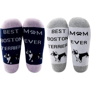 MBMSO 2 Pairs Best Boston Terrier Mom Ever Socks Boston Terrier Mom Gifts Boston Lover Gifts Dog Owner Gifts in Kuwait
