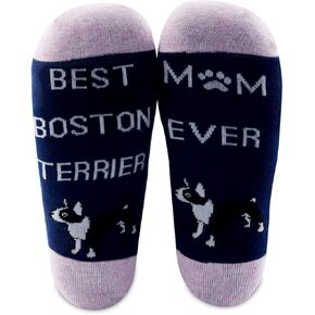 MBMSO 2 Pairs Best Boston Terrier Mom Ever Socks Boston Terrier Mom Gifts Boston Lover Gifts Dog Owner Gifts