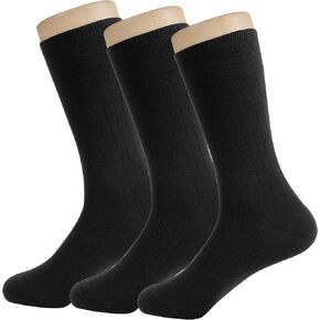 GRISIM Men's Cotton Dress Classic Rib Business Casual Socks, 3 Pairs Solid Colors (Shoe Size 8-12)