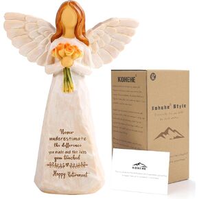 Retirement Gift for Woman, Happy Retirement Gift for Woman, 5.5" Angel Figurine for Retirement Party Decorations, Retired Gifts for Coworkers Friends