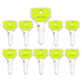 10PCS Yanmar 52160 Heavy Equipment Keys for 194155-52160, 198360-52160 Yanmar John Deere Tractor Excavator Grader Dozer EX450 Ignition Starter Switch Key