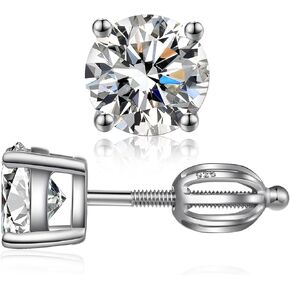 أقراط مرصعة بالماس تشيكوسلوفاكيا متلألئة مطلية بالروديوم من الفضة الإسترليني عيار 925 بشكل دائري وقطع الأميرة 5A + أقراط زركونيا مكعبة | المسمار مرة أخرى تشيكوسلوفاكيا أقراط أقراط هيبوالرجينيك in Kuwait